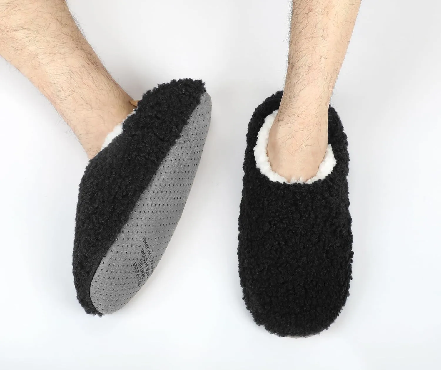 DICUIRD Mens Slipper Socks With Non Skid Bottoms, Warm Slipper Socks With Grippers For Men, Fuzzy House Fabric Slippers