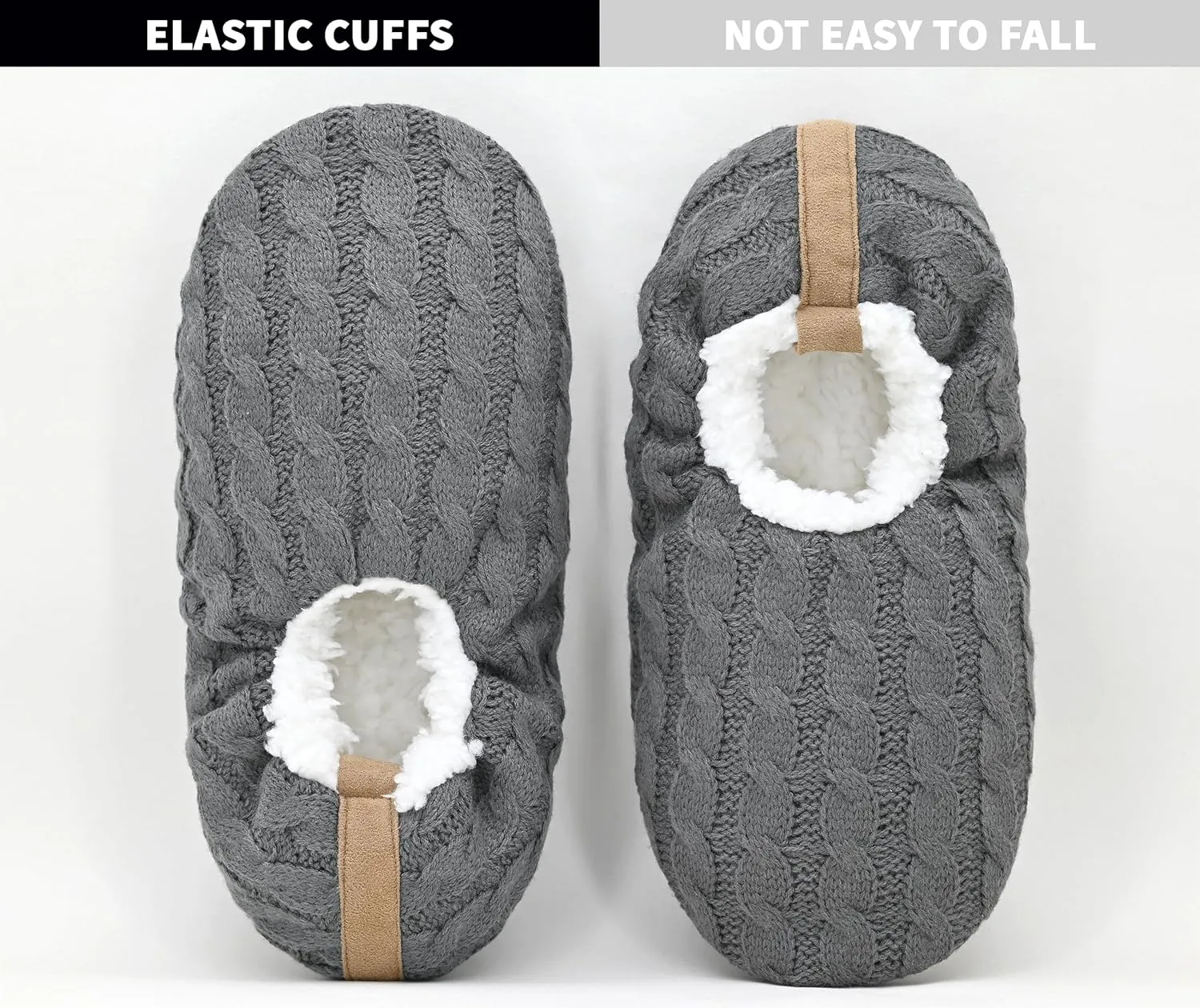 DICUIRD Mens Slipper Socks With Non Skid Bottoms, Warm Slipper Socks With Grippers For Men, Fuzzy House Knit Slippers
