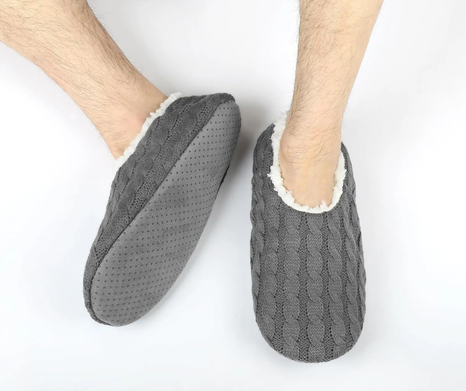 DICUIRD Mens Slipper Socks With Non Skid Bottoms, Warm Slipper Socks With Grippers For Men, Fuzzy House Knit Slippers