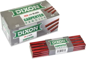 Dixon 19972 Oriole Woodcase Flat Carpenter's Pencil Medium Red Dozen