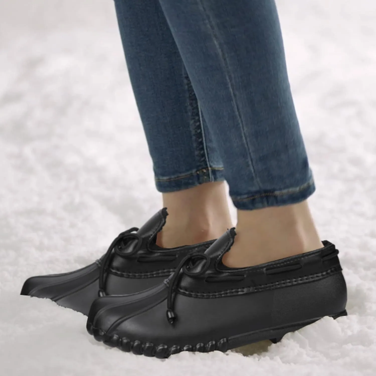 DKSUKO Snow Women's Waterpoof Loafer Shoes Slip On Flat Duck Shoe