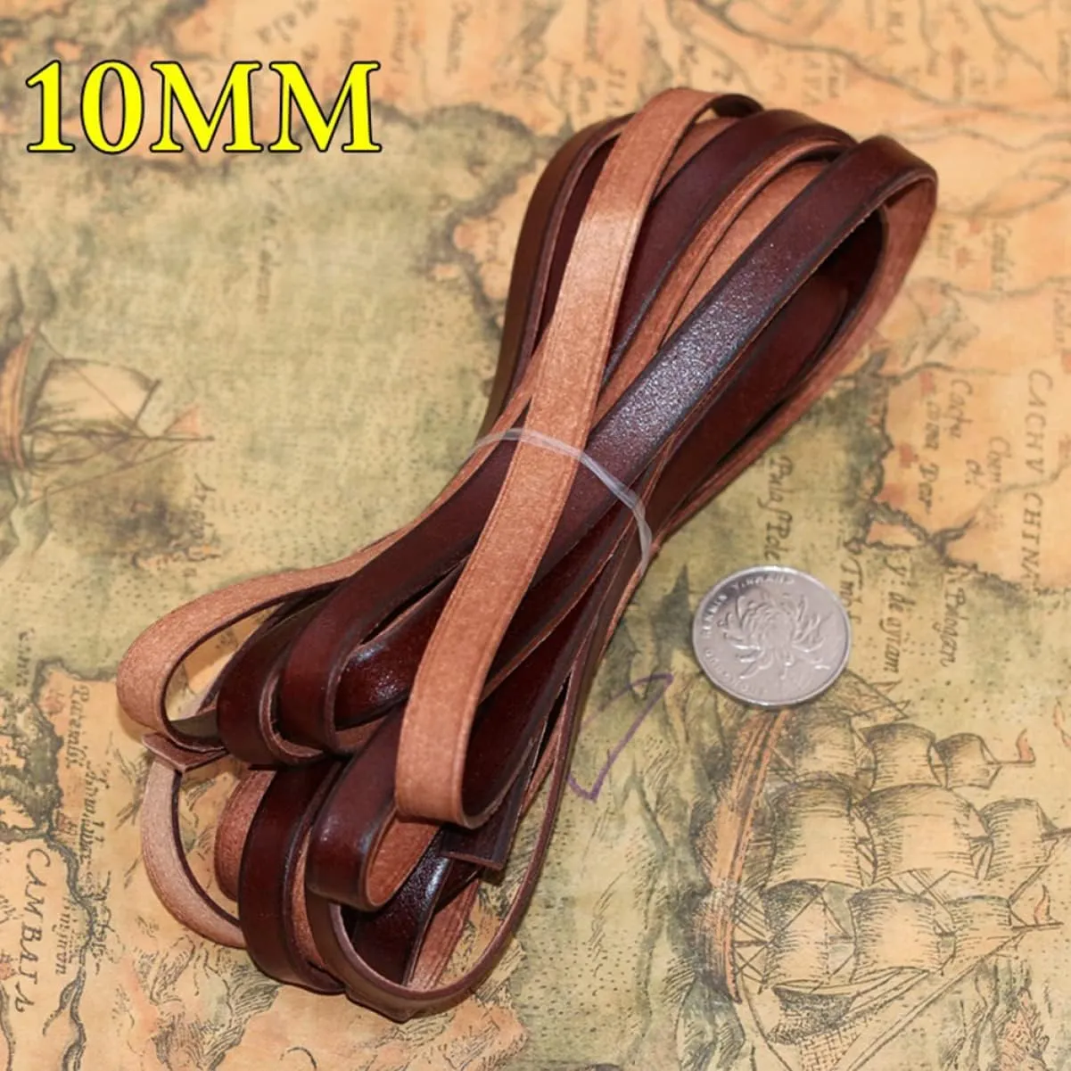 DOITOOL 10mm Smooth Genuine Leather Rope for DIY Jewelry for Bracelets Necklaces Anklets Handmade Luggage Strap (Real Cowhide)
