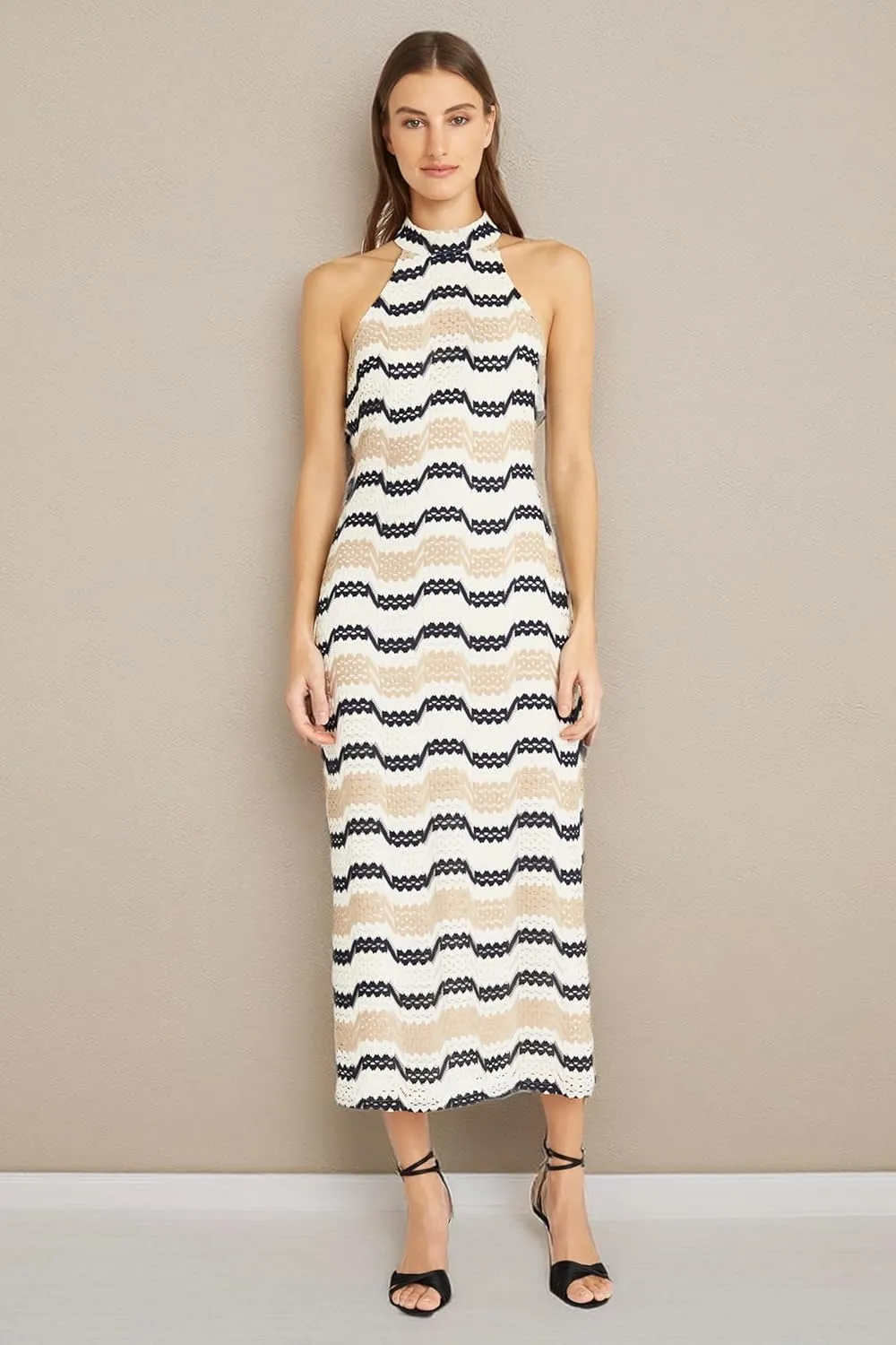 Donna Morgan Women's Mock Neck Halter Dress Event Party Date Guest of