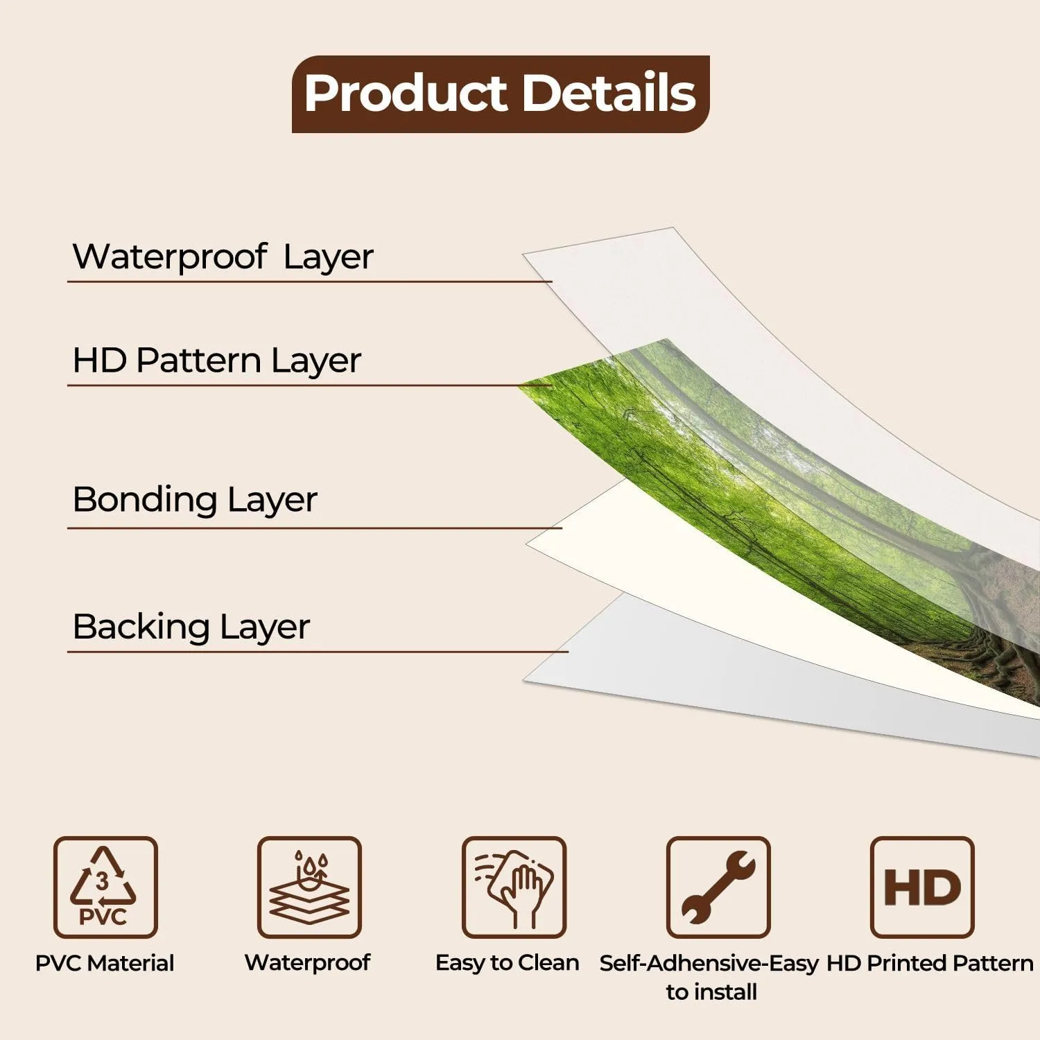 Door Sticker Decals 3D Trekking Roots Beech Forest Sticker Murals Peel and Stick Wallpaper Self-Adhesive Door Poster for Bedroom Living Room 30"x79"