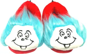 Dr. Seuss Slippers Cat in The Hat/Thing 1 and 2 Kids Slipper Plush Shoes, Ages 5-8 Years