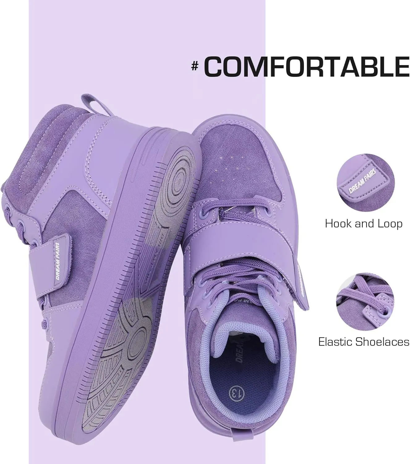 DREAM PAIRS Boys Girls High Top Sneaker LilLegends Skyhigh Basketball Shoes