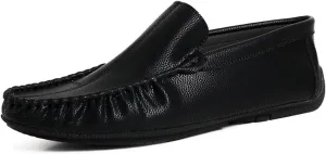 Driving Moccasins for Men Stitching Details Slip On Moccasins Shoes Vegan Leather Anti-Slip Resistant Flat Heel Driving Slip On for Any Attire