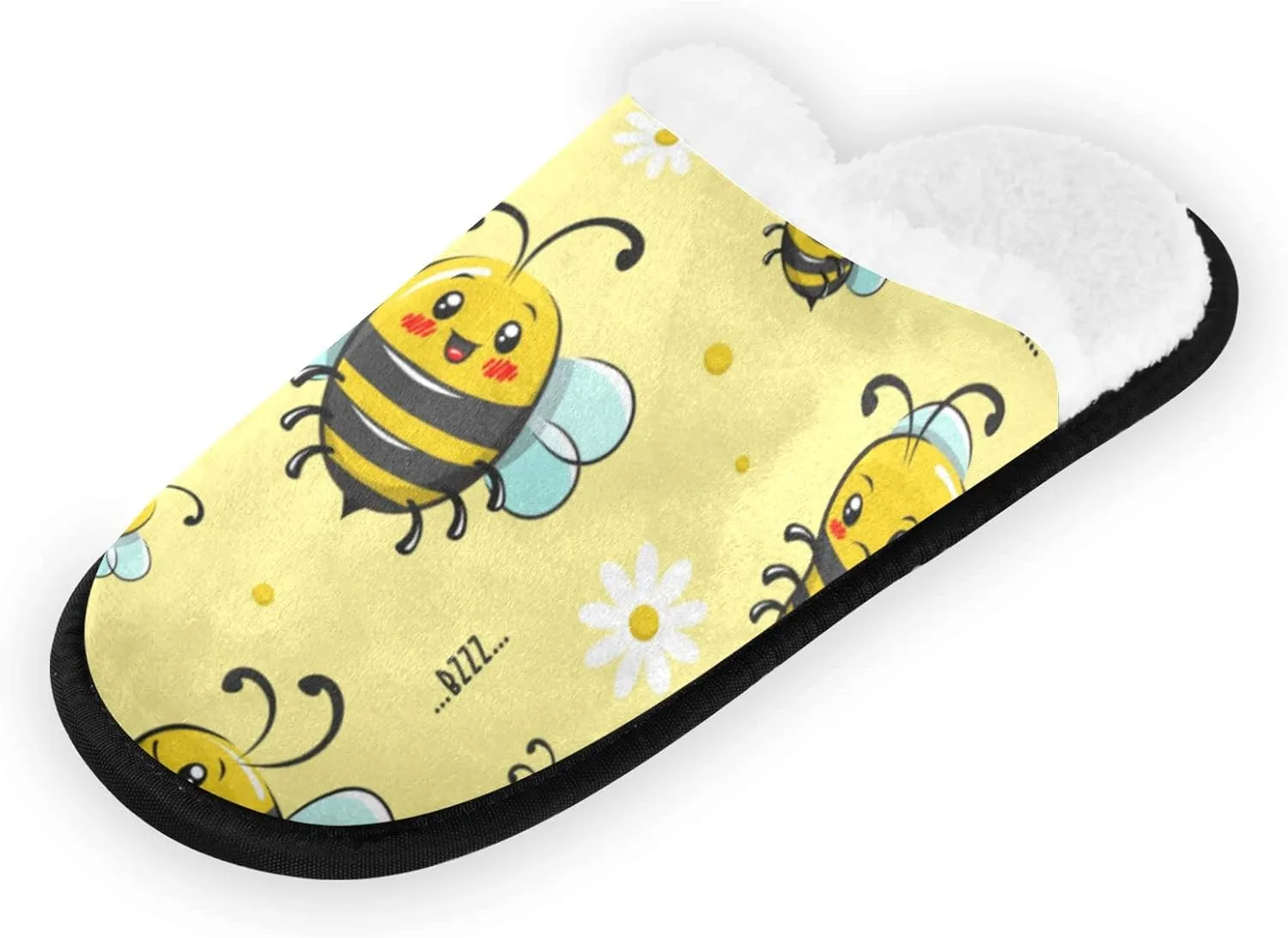 Dussdil Honey Bee Floral House Slippers Home Spa Slippers Memory Foam Closed Toe Slipper Non Slip for Hotel Bedroom Travel Shoes Women Men