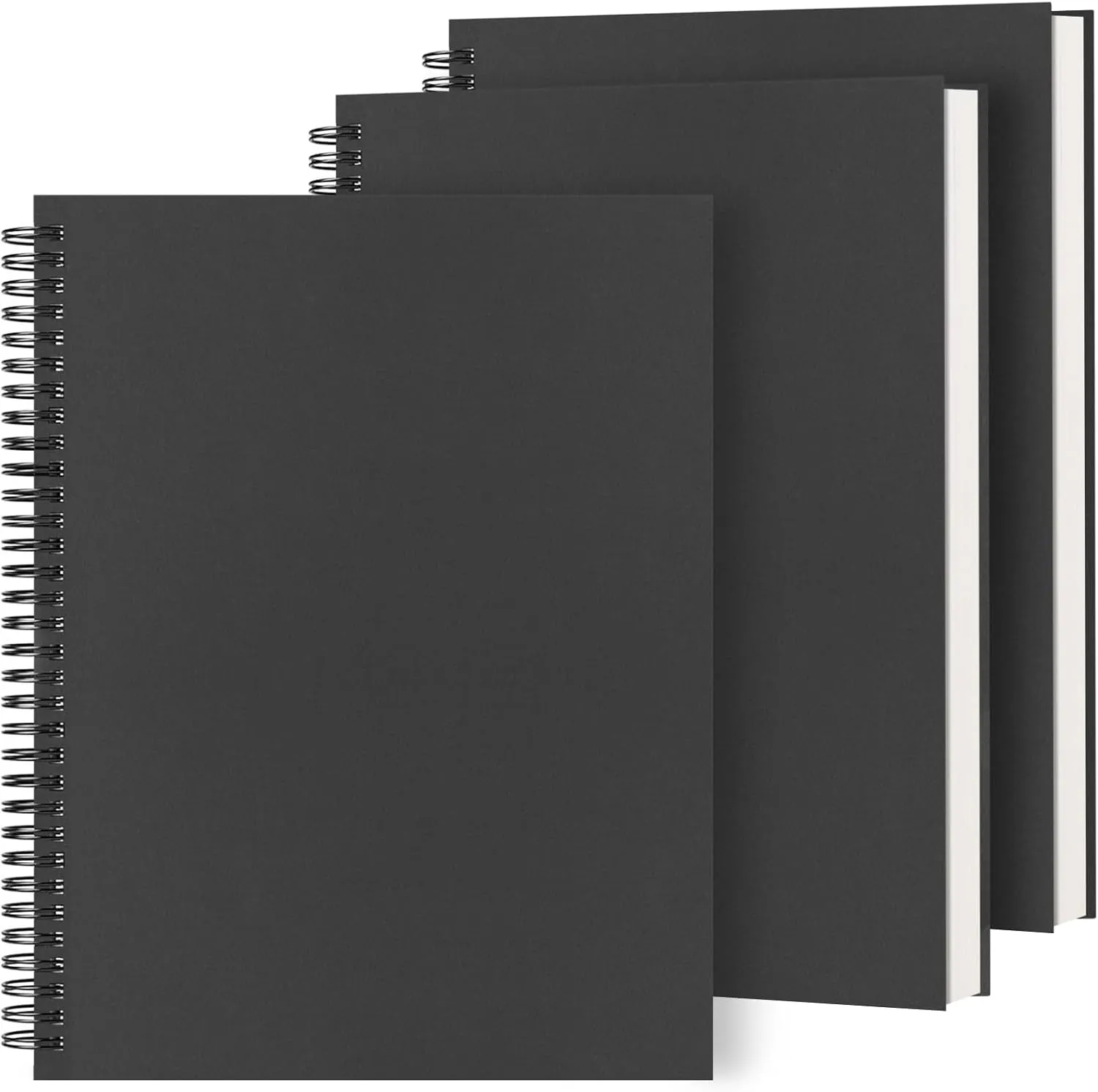 Dynta Large Spiral Notebooks 8.5 "x 11" Lined 3Pcs College Ruled Journal for School, Office,Study and Notes, Good for Students and Office, 160 Pages/80 Sheets with 100 GSM Lined Paper(Black)