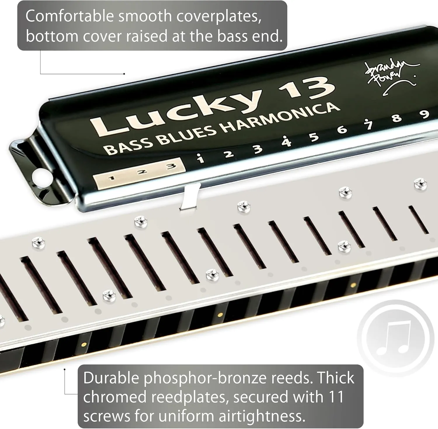 East top Lucky 13 Bass Plus Blues Harmonica 13 Holes Diatonic Harp Mouth Organ Professional Richter harmonica C key for Adults