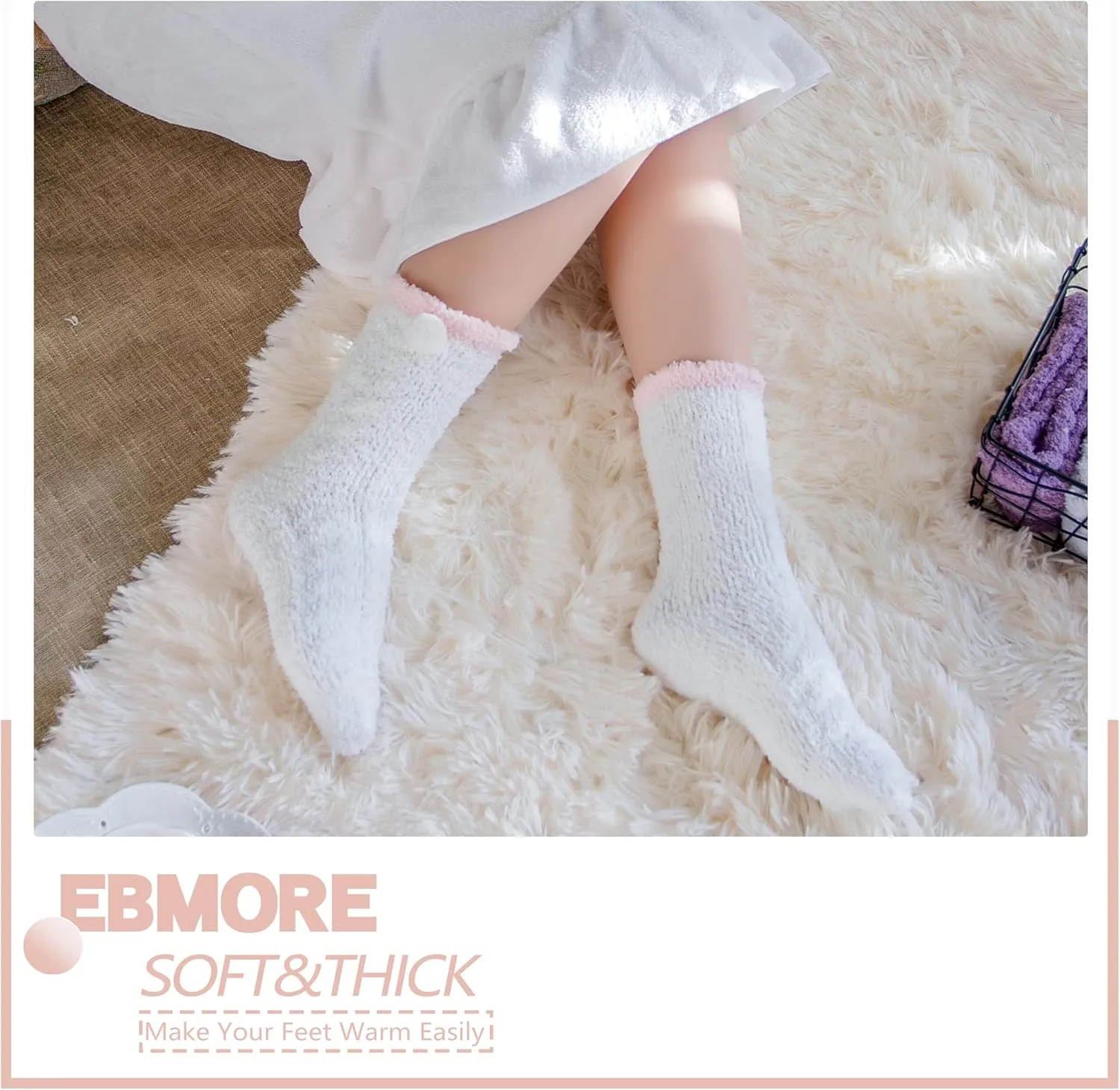EBMORE Womens Fuzzy Socks Slipper Fluffy Cozy Comfy Cabin Plush Warm Winter Sleep Home Soft Socks