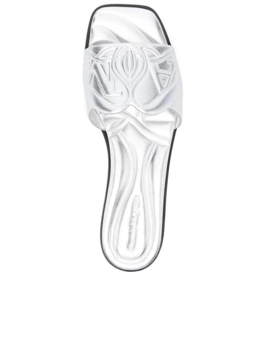 Embossed Strap Flat Sandals