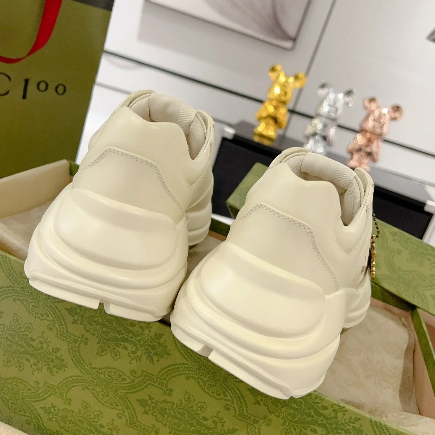 Exclusive offer Leather Durable Trainer GG Pink Gucci White Rhyton