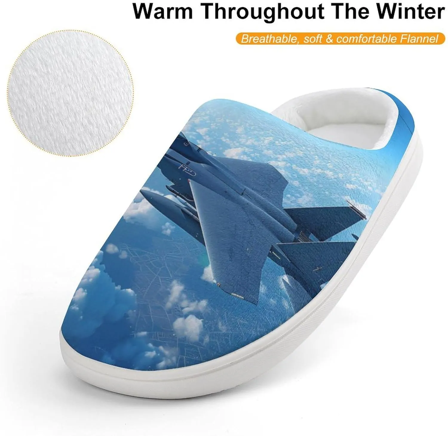 F-15 Eagle Jet Plane Kids Toddler Cotton Slippers Slip-on House Shoes for Bedroom Indoor Outdoor