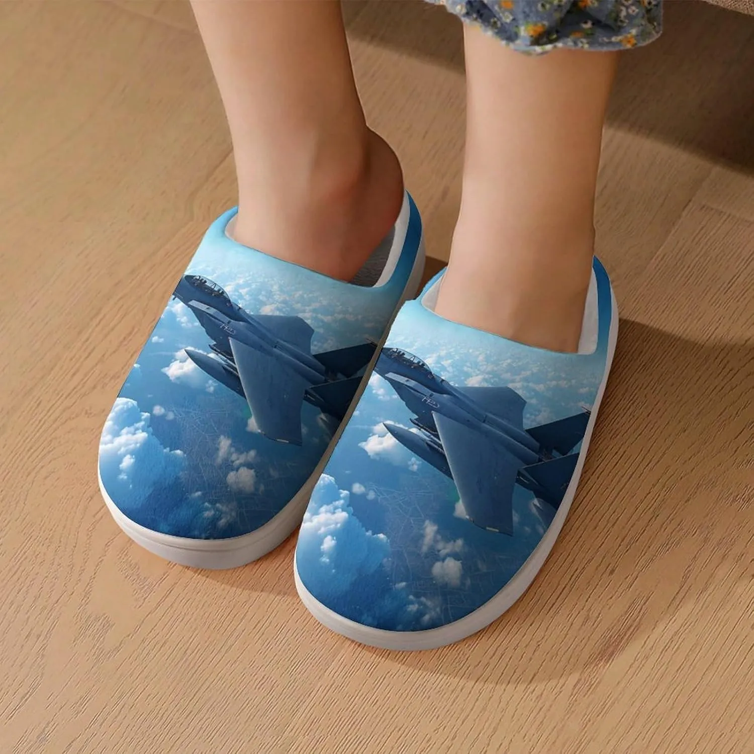 F-15 Eagle Jet Plane Kids Toddler Cotton Slippers Slip-on House Shoes for Bedroom Indoor Outdoor