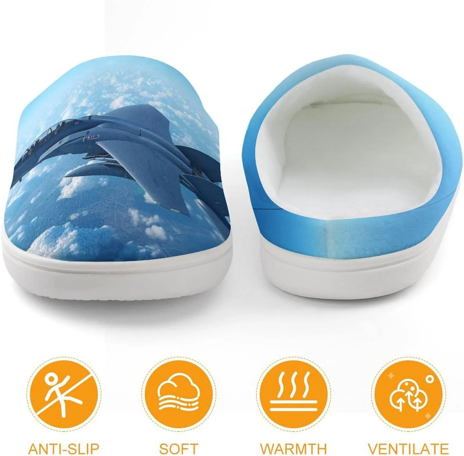 F-15 Eagle Jet Plane Kids Toddler Cotton Slippers Slip-on House Shoes for Bedroom Indoor Outdoor