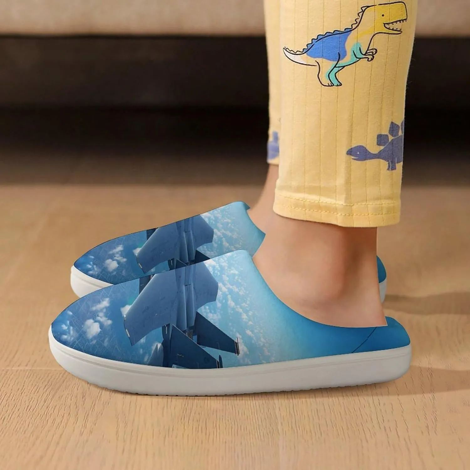 F-15 Eagle Jet Plane Kids Toddler Cotton Slippers Slip-on House Shoes for Bedroom Indoor Outdoor