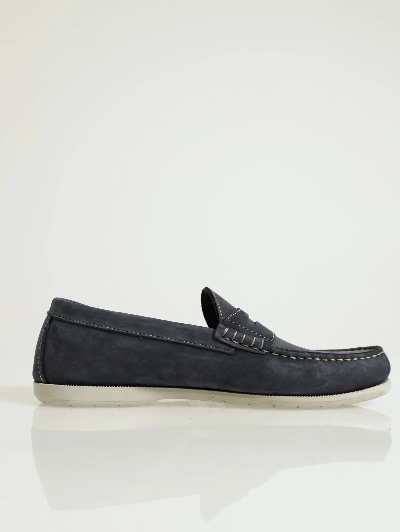 Fashion Nubuck Penny Mocc Boat Shoe - Navy