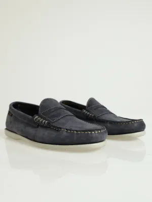 Fashion Nubuck Penny Mocc Boat Shoe - Navy