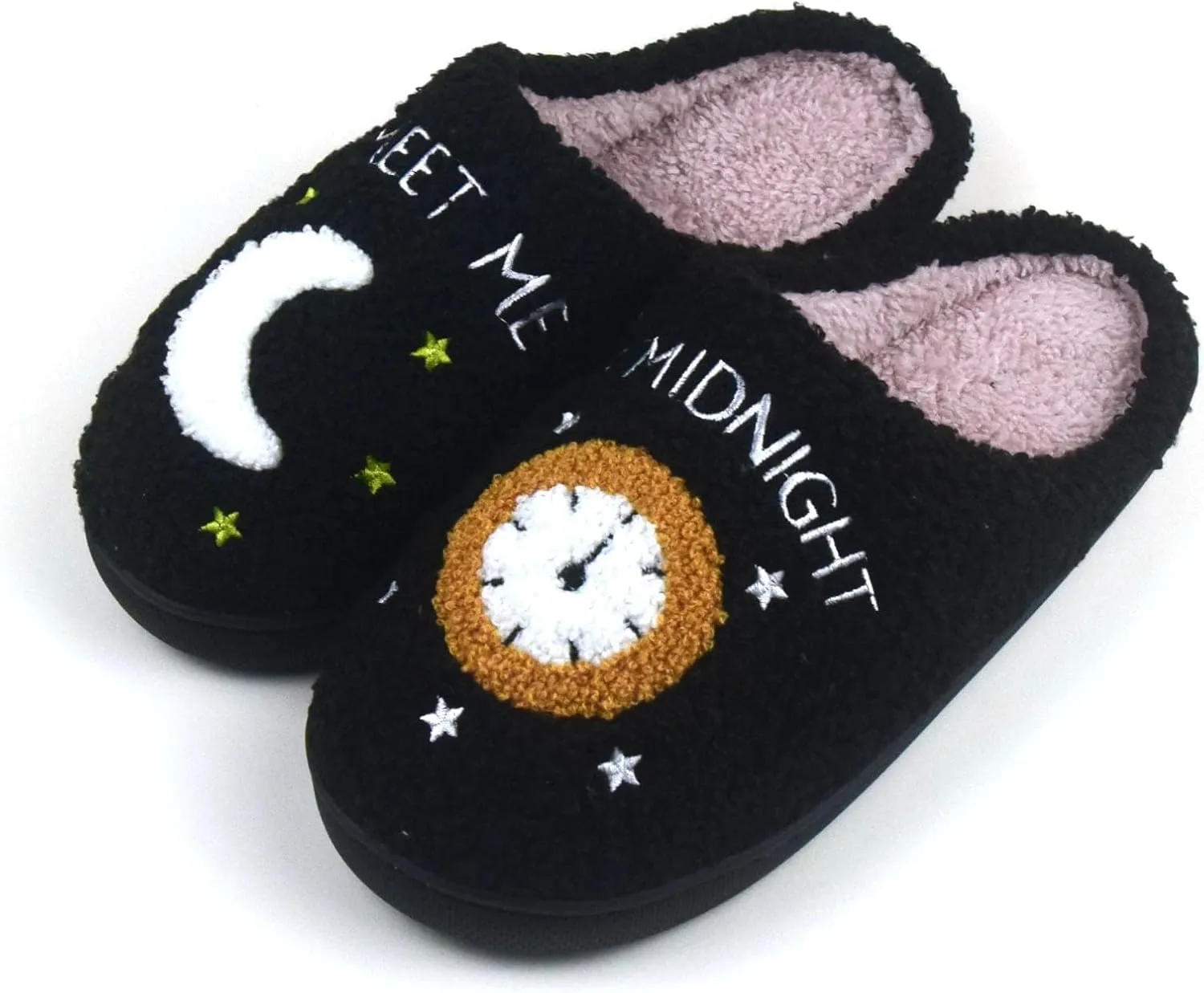FAYUEKEY Slippers for Women House Indoor Meet Me at Midnight Fuzzy Bedroom Shoes