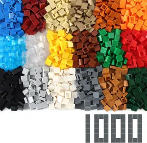 Feleph 1×1 Square Tiles 1000PCS Flat Bricks MOC Pieces and Parts, 18 Colors Bulk Studs Building Accessories for Smooth Surface, Mosaics and Pixel Art Toy Dots Compatible with Major Brands 3070