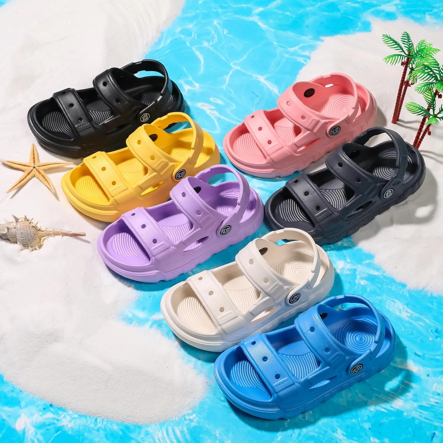 Femizee Kids 2-in-1 Sandals and Slides for Boys & Girls Lightweight Waterproof Slip-On Sandals Summer Water Shoes for Beach Pool Garden Play
