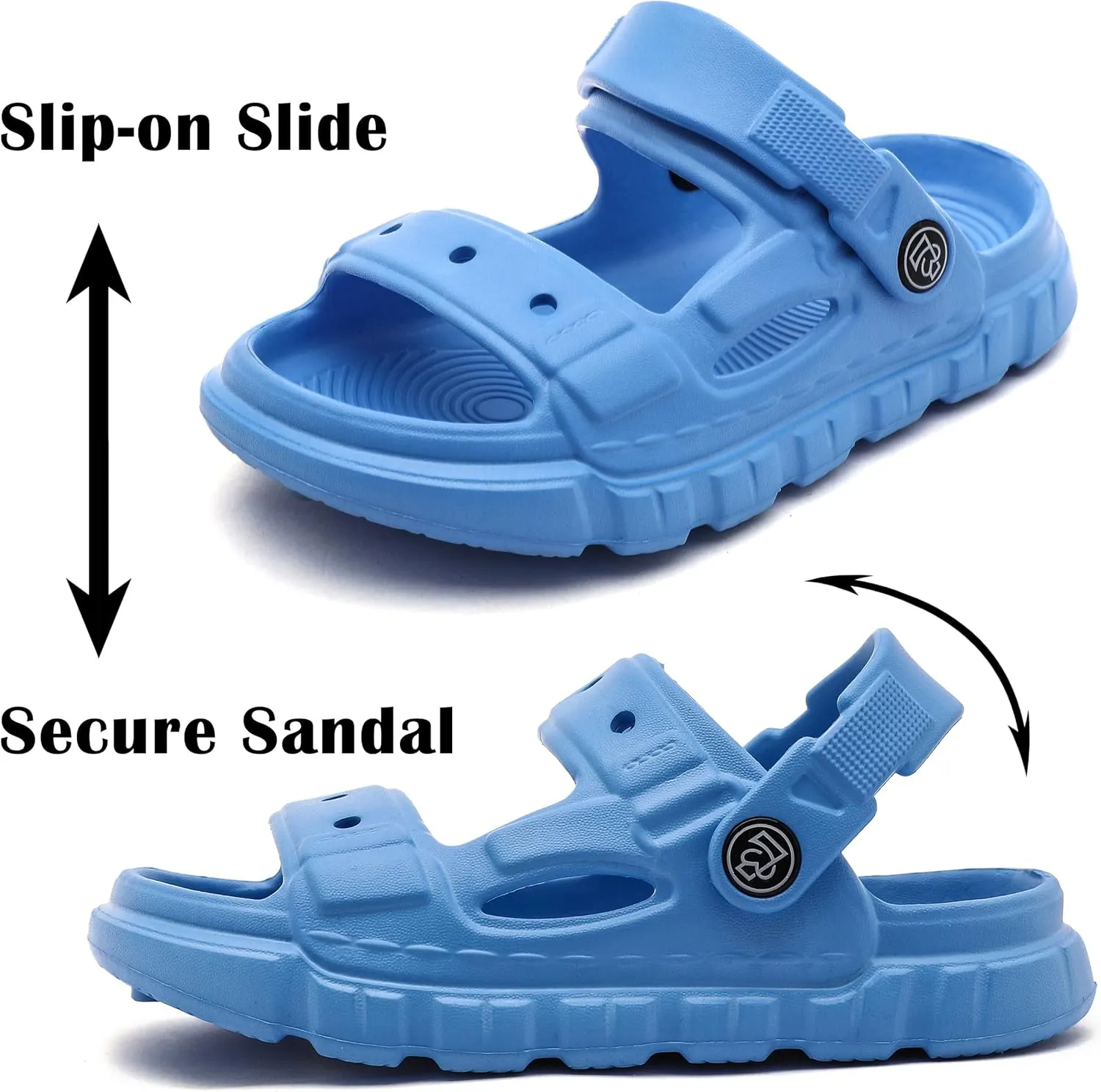 Femizee Kids 2-in-1 Sandals and Slides for Boys & Girls Lightweight Waterproof Slip-On Sandals Summer Water Shoes for Beach Pool Garden Play