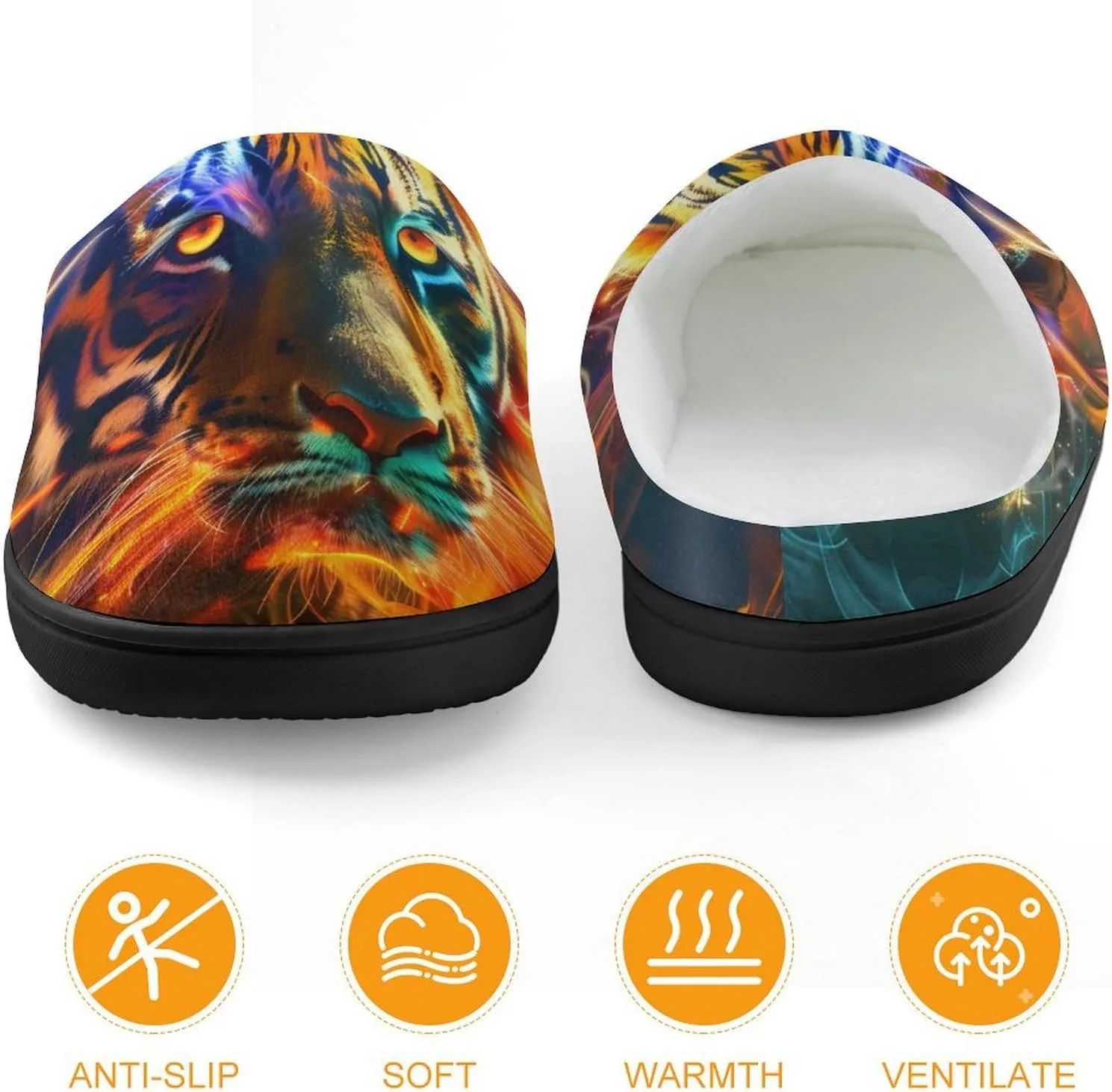 Fire Tiger Slippers Non-slip House Slippers Home Shoes Indoor Outdoor Slippers For Girls Boys