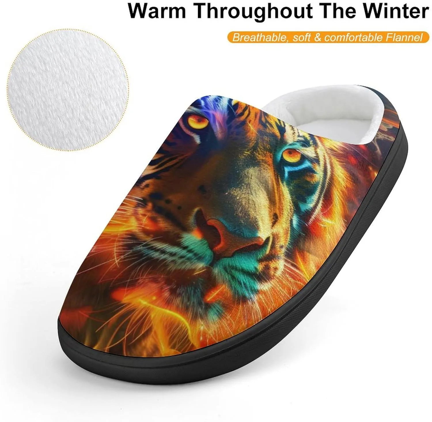 Fire Tiger Slippers Non-slip House Slippers Home Shoes Indoor Outdoor Slippers For Girls Boys
