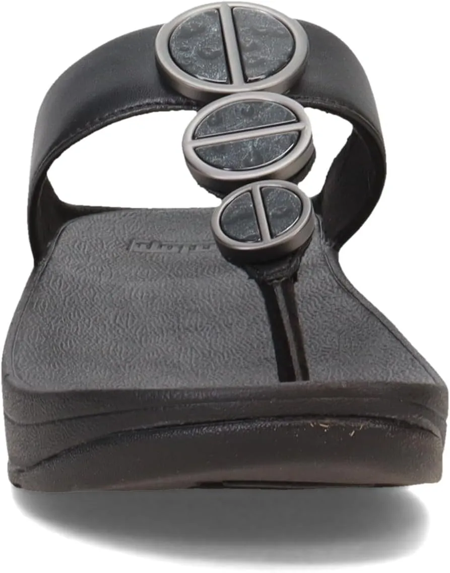 FitFlop Women's Gracie Rubber-Buckle Leather Toe-Post Sandals