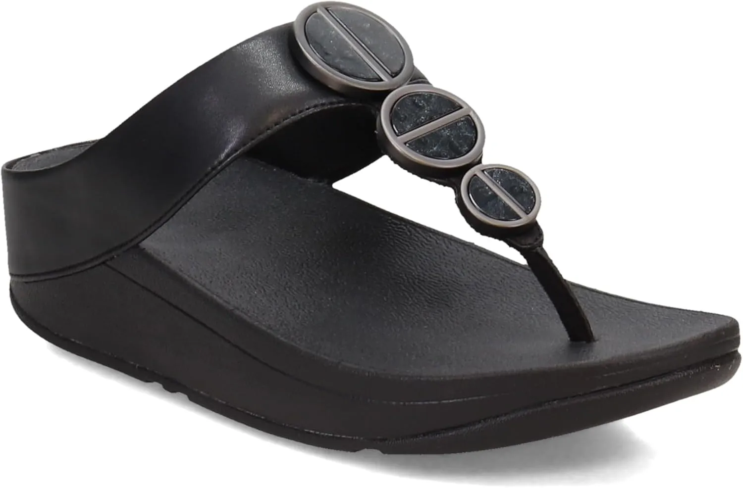 FitFlop Women's Gracie Rubber-Buckle Leather Toe-Post Sandals