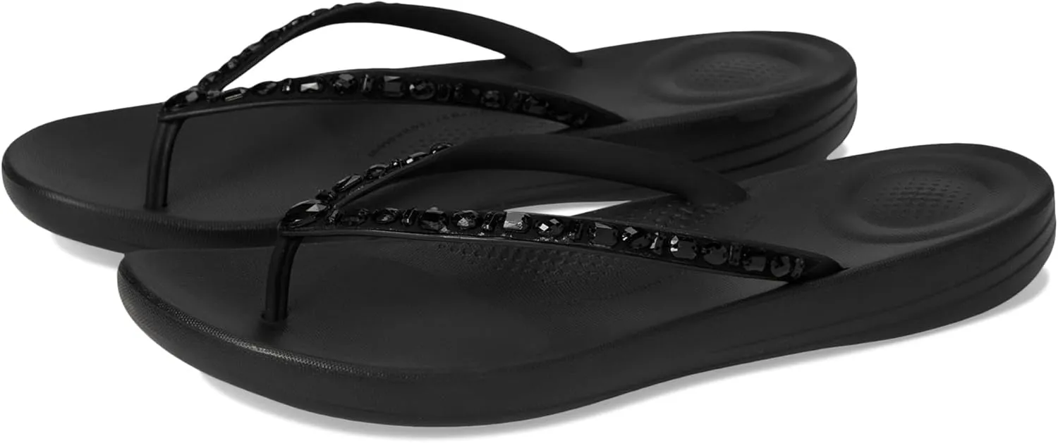 FitFlop Women's Iqushion Multi-Crystal Ergonomic Flip-Flops Wedge Sandal