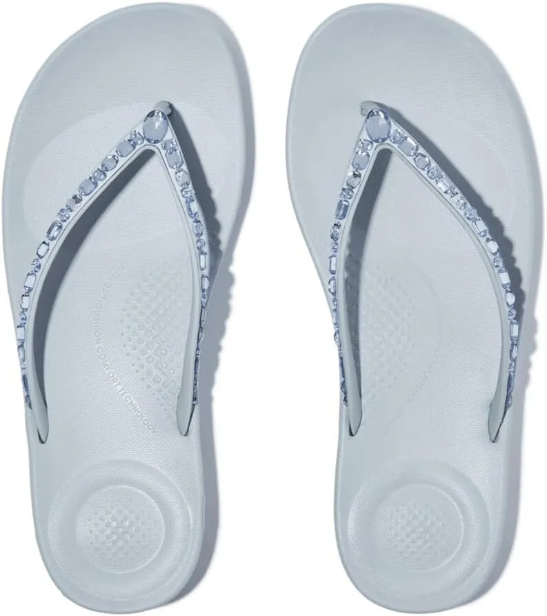 FitFlop Women's Iqushion Multi-Crystal Ergonomic Flip-Flops Wedge Sandal