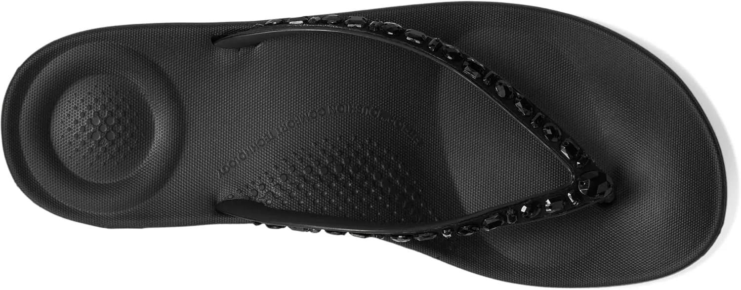 FitFlop Women's Iqushion Multi-Crystal Ergonomic Flip-Flops Wedge Sandal