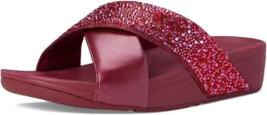 FitFlop Women's Lulu Crystal-Mix Metallic Cross Slides Wedge Sandal