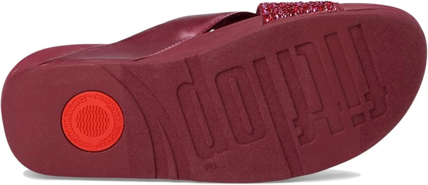FitFlop Women's Lulu Crystal-Mix Metallic Cross Slides Wedge Sandal
