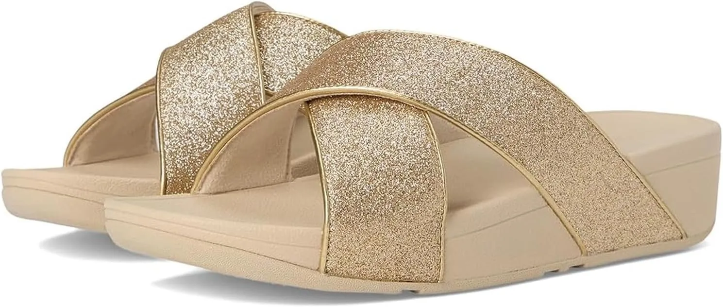 FitFlop Women's Lulu Glitterdust Cross Slides Wedge Sandal