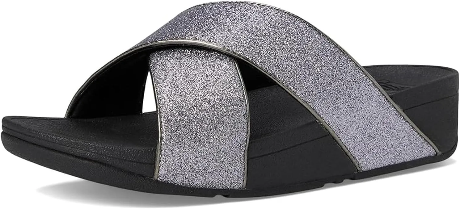 FitFlop Women's Lulu Glitterdust Cross Slides Wedge Sandal