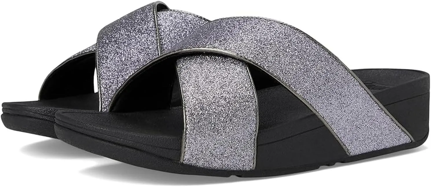 FitFlop Women's Lulu Glitterdust Cross Slides Wedge Sandal