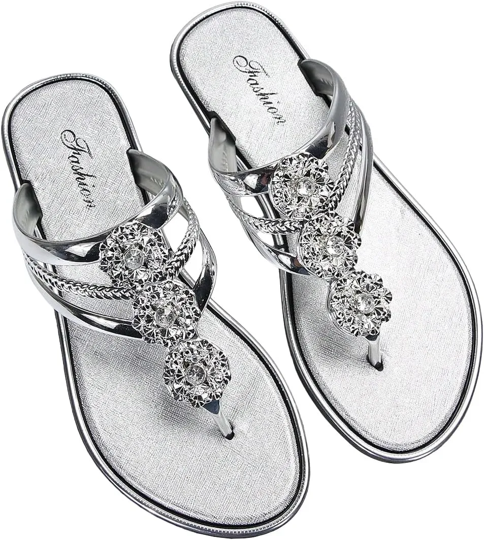 Floerns Women's Flat Sandals Flip Flop Sandals Summer Slip on Dressy Thong Sandal