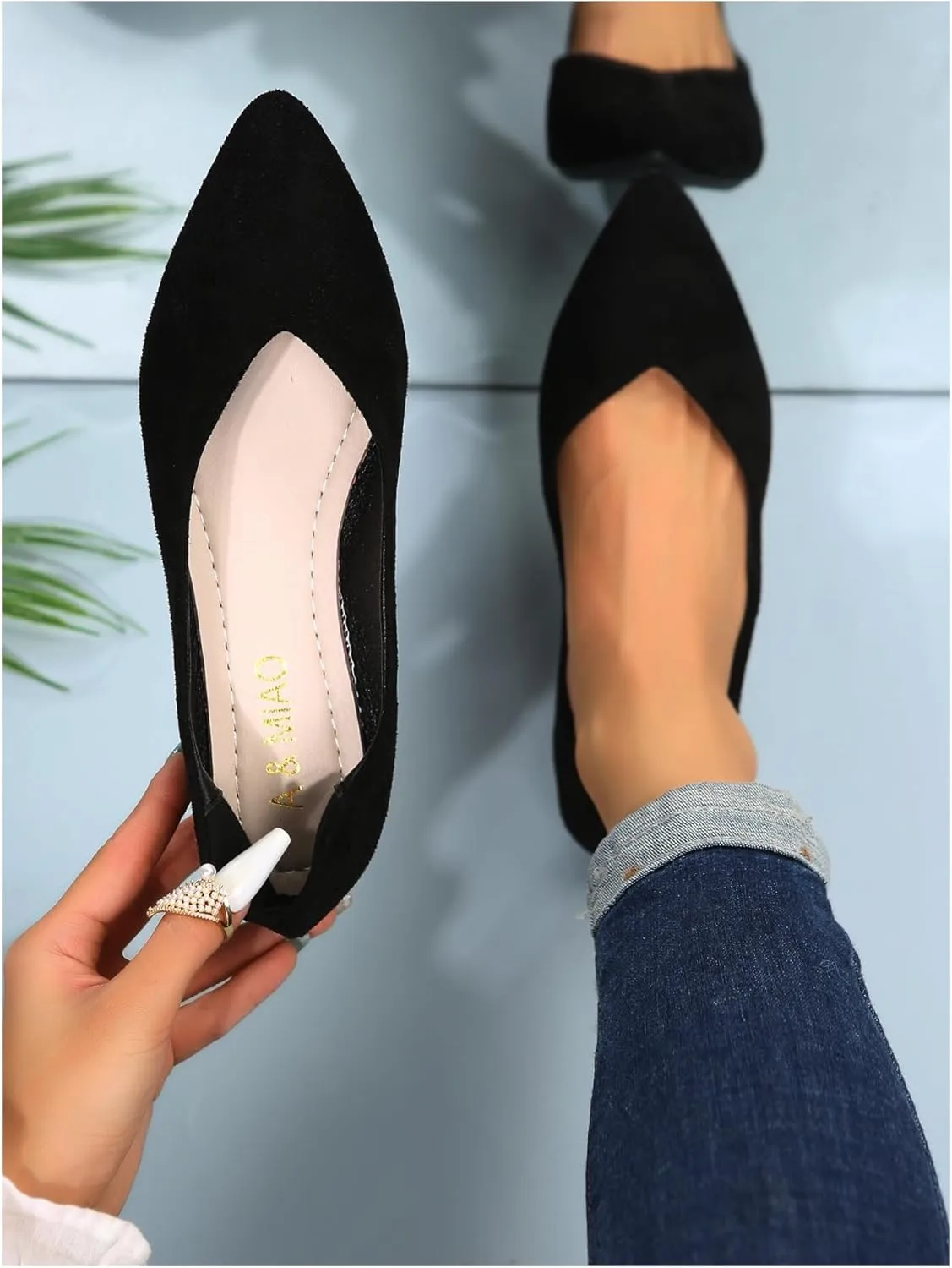 Floerns Women's Flat Shoes Pointed Toe Slip on Dressy Casual Ballet Flats