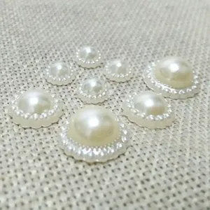 Flower Cabochon Cameo Bezel Flatback Imitation Pearls Simulated Beads Mobile Case Bridal Handbag Glue on Hair Bowknot scraft - (Item Dia: 13mm)
