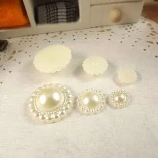 Flower Cabochon Cameo Bezel Flatback Imitation Pearls Simulated Beads Mobile Case Bridal Handbag Glue on Hair Bowknot scraft - (Item Dia: 13mm)