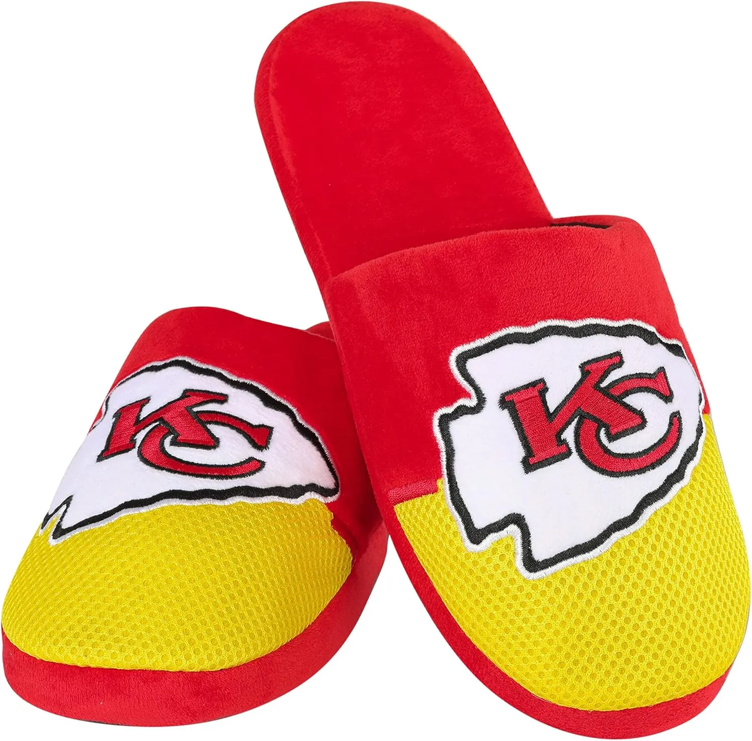 FOCO Men's NFL Team Logo Staycation Plush House Shoes Slide Slippers