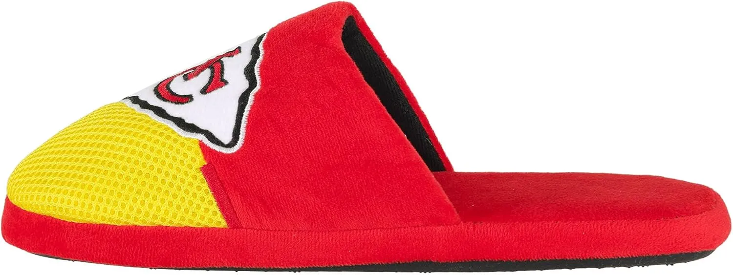 FOCO Men's NFL Team Logo Staycation Plush House Shoes Slide Slippers