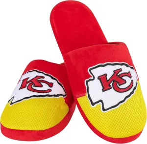 FOCO Men's NFL Team Logo Staycation Plush House Shoes Slide Slippers