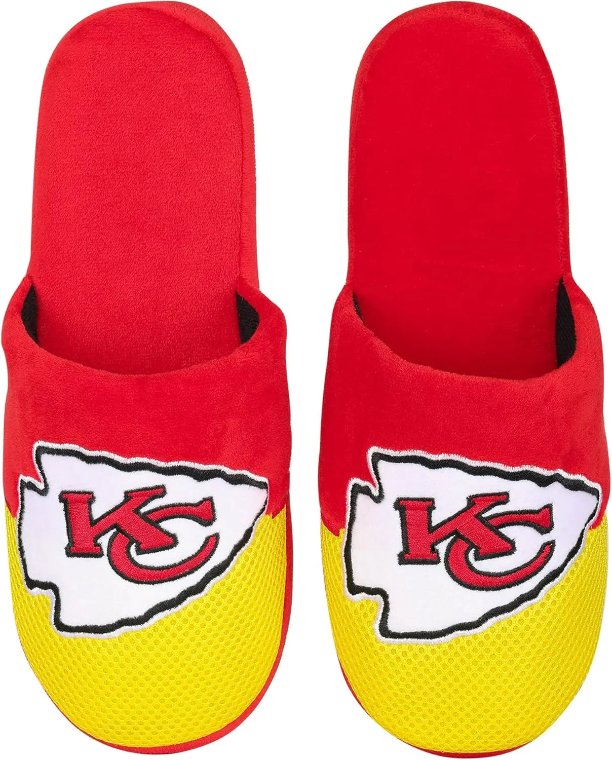 FOCO Men's NFL Team Logo Staycation Plush House Shoes Slide Slippers