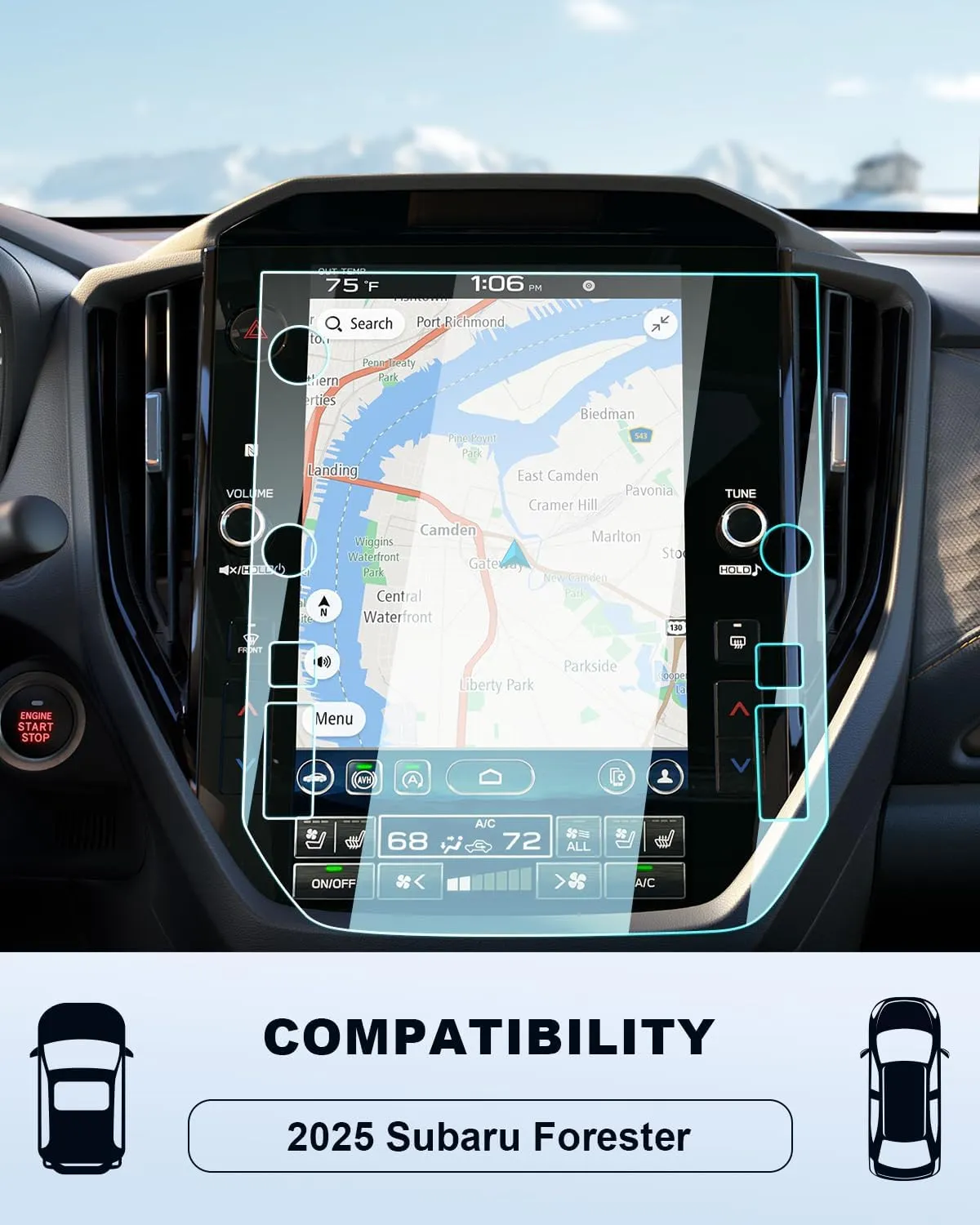 For 2025 Subaru Forester Screen Protector - 2025 Forester Accessories (Premium/Sport/Limited/Touring) 9H Tempered Glass 11.6 Inch Navigation Film Anti-Scratch Reduce Fingerprints High Sensitivity