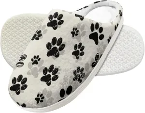 Forchrinse Colorful Dog Paw Print Unisex Child Plush Slip on House Slipper Plush Cozy Warm Slippers with Memory Foam for Boys Girls