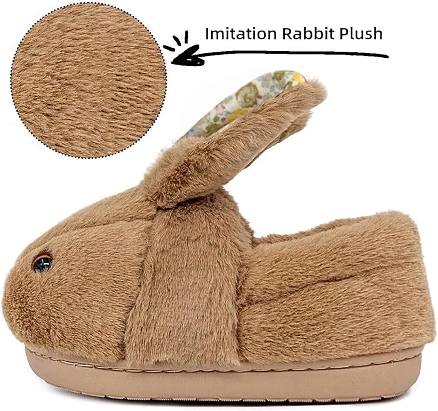 F𝘂r Fuzzy Bunny Ear Slippers for Girls Kids Baby Toddler Infant Cotton Soft Ankle Flat Shoes Winter Non Slip Slipper
